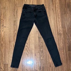 AEO Sateen Black Jeggings